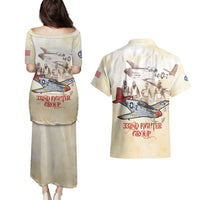 Tuskegee Red Tails Airmen Couples Matching Puletasi and Hawaiian Shirt History Aviator Heroes Retro Style - Wonder Print Shop