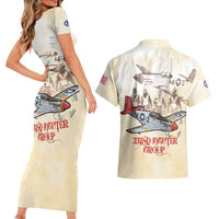 Tuskegee Red Tails Airmen Couples Matching Short Sleeve Bodycon Dress and Hawaiian Shirt History Aviator Heroes Retro Style - Wonder Print Shop