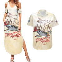 Tuskegee Red Tails Airmen Couples Matching Summer Maxi Dress and Hawaiian Shirt History Aviator Heroes Retro Style - Wonder Print Shop