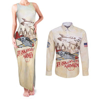 Tuskegee Red Tails Airmen Couples Matching Tank Maxi Dress and Long Sleeve Button Shirt History Aviator Heroes Retro Style - Wonder Print Shop