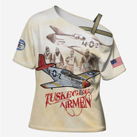 Tuskegee Red Tails Airmen Cross Shoulder Shirt History Aviator Heroes Retro Style - Wonder Print Shop