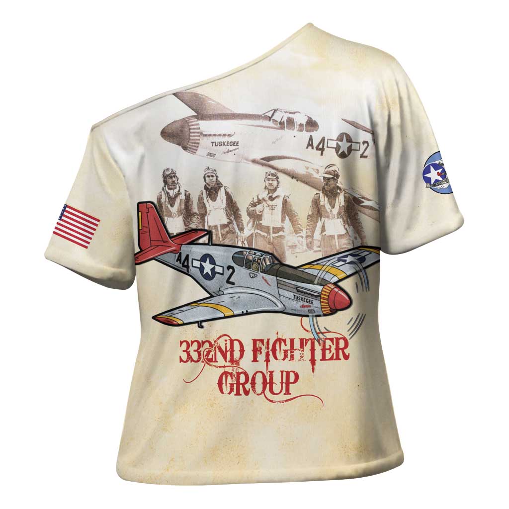 Tuskegee Red Tails Airmen Cross Shoulder Shirt History Aviator Heroes Retro Style - Wonder Print Shop