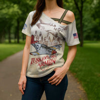 Tuskegee Red Tails Airmen Cross Shoulder Shirt History Aviator Heroes Retro Style - Wonder Print Shop