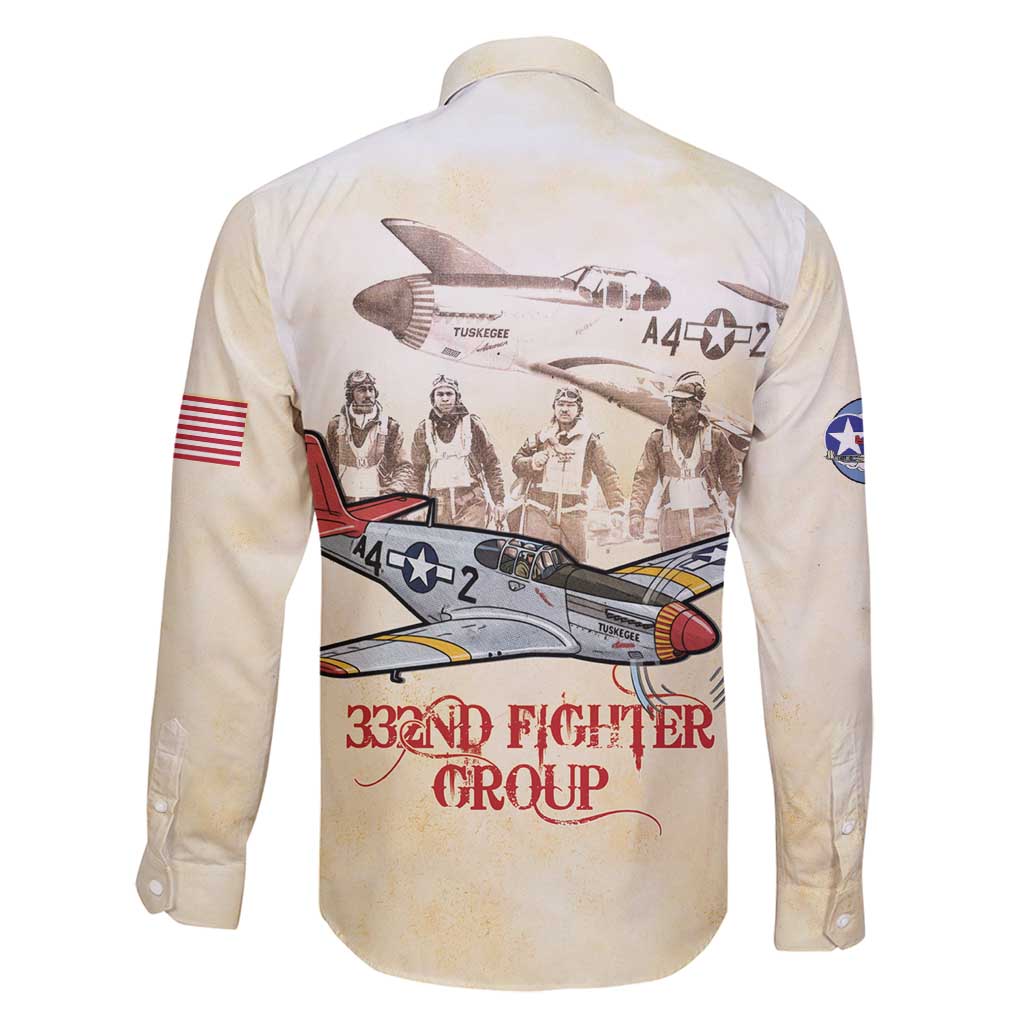 Tuskegee Red Tails Airmen Family Matching Long Sleeve Bodycon Dress and Hawaiian Shirt History Aviator Heroes Retro Style - Wonder Print Shop