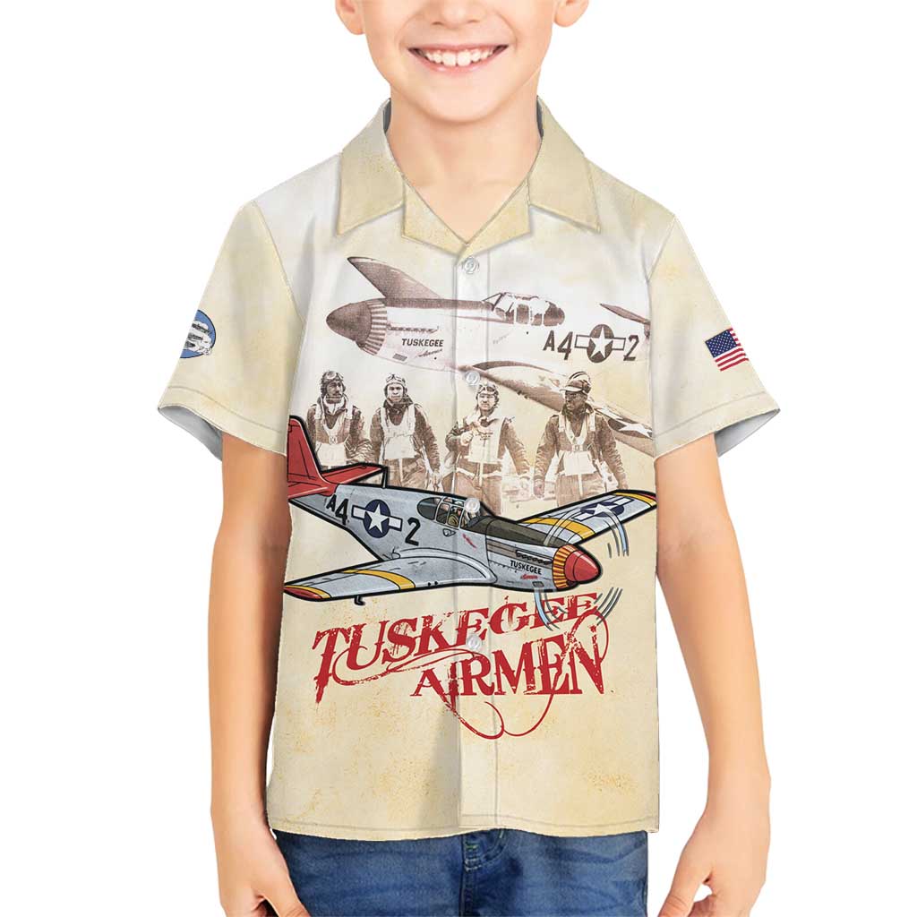 Tuskegee Red Tails Airmen Family Matching Long Sleeve Bodycon Dress and Hawaiian Shirt History Aviator Heroes Retro Style - Wonder Print Shop