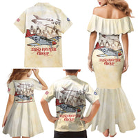 Tuskegee Red Tails Airmen Family Matching Mermaid Dress and Hawaiian Shirt History Aviator Heroes Retro Style - Wonder Print Shop