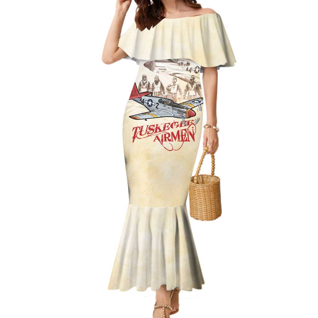 Tuskegee Red Tails Airmen Family Matching Mermaid Dress and Hawaiian Shirt History Aviator Heroes Retro Style - Wonder Print Shop