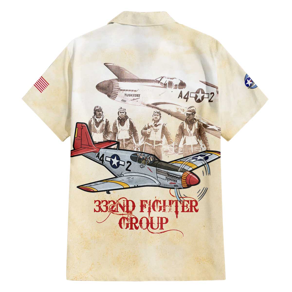 Tuskegee Red Tails Airmen Family Matching Off The Shoulder Long Sleeve Dress and Hawaiian Shirt History Aviator Heroes Retro Style - Wonder Print Shop