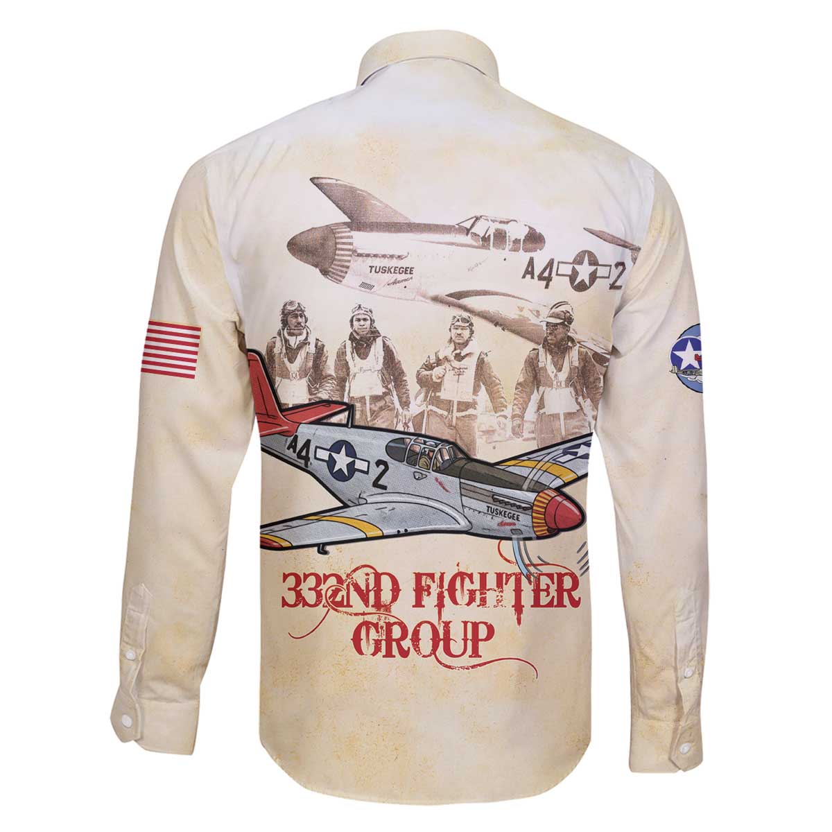 Tuskegee Red Tails Airmen Family Matching Off The Shoulder Long Sleeve Dress and Hawaiian Shirt History Aviator Heroes Retro Style - Wonder Print Shop