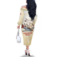Tuskegee Red Tails Airmen Family Matching Off The Shoulder Long Sleeve Dress and Hawaiian Shirt History Aviator Heroes Retro Style - Wonder Print Shop