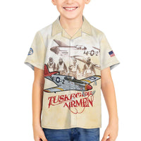 Tuskegee Red Tails Airmen Family Matching Off The Shoulder Long Sleeve Dress and Hawaiian Shirt History Aviator Heroes Retro Style - Wonder Print Shop