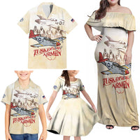 Tuskegee Red Tails Airmen Family Matching Off Shoulder Maxi Dress and Hawaiian Shirt History Aviator Heroes Retro Style - Wonder Print Shop