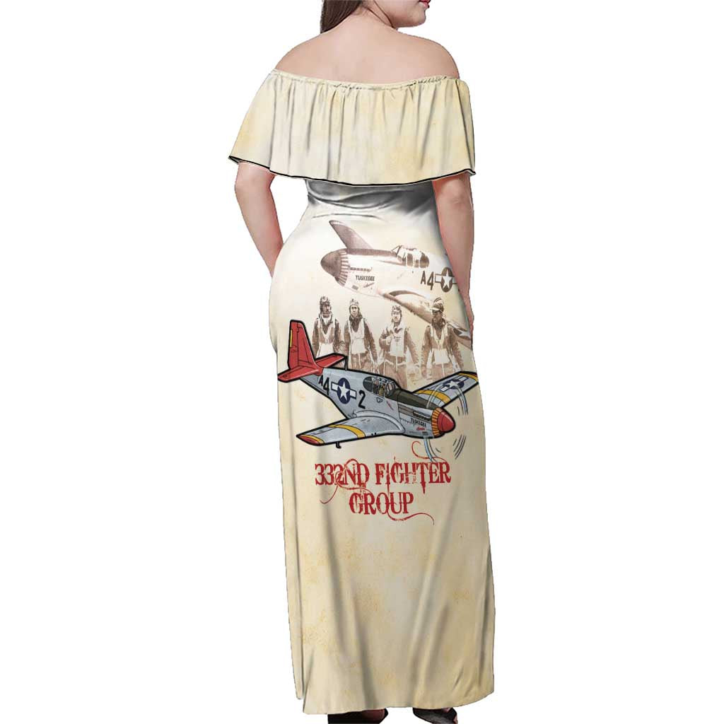 Tuskegee Red Tails Airmen Family Matching Off Shoulder Maxi Dress and Hawaiian Shirt History Aviator Heroes Retro Style - Wonder Print Shop
