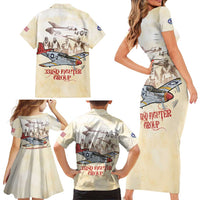 Tuskegee Red Tails Airmen Family Matching Short Sleeve Bodycon Dress and Hawaiian Shirt History Aviator Heroes Retro Style - Wonder Print Shop