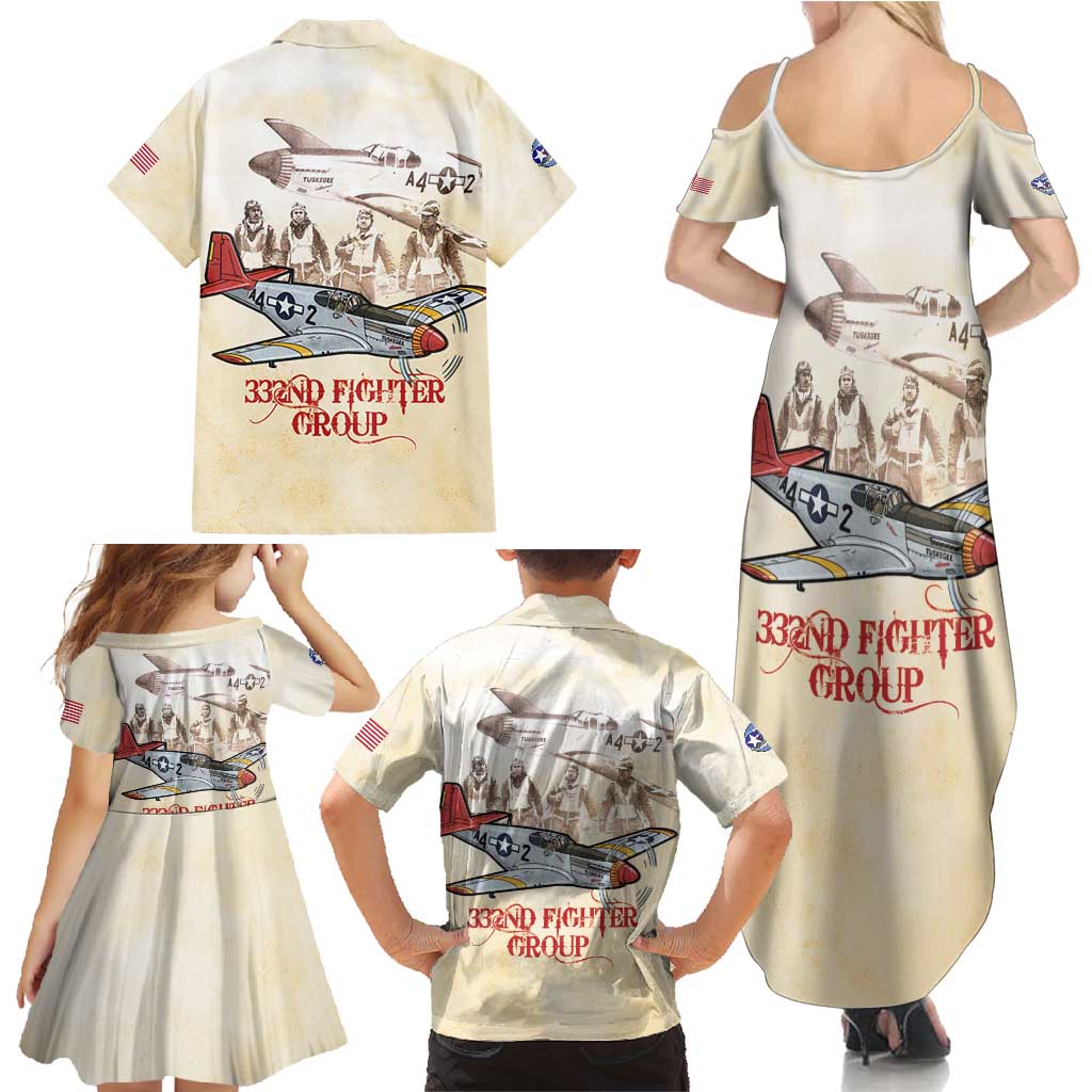 Tuskegee Red Tails Airmen Family Matching Summer Maxi Dress and Hawaiian Shirt History Aviator Heroes Retro Style - Wonder Print Shop