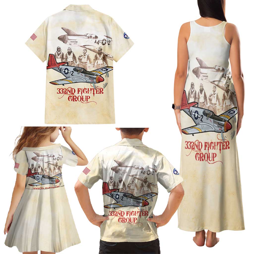 Tuskegee Red Tails Airmen Family Matching Tank Maxi Dress and Hawaiian Shirt History Aviator Heroes Retro Style - Wonder Print Shop