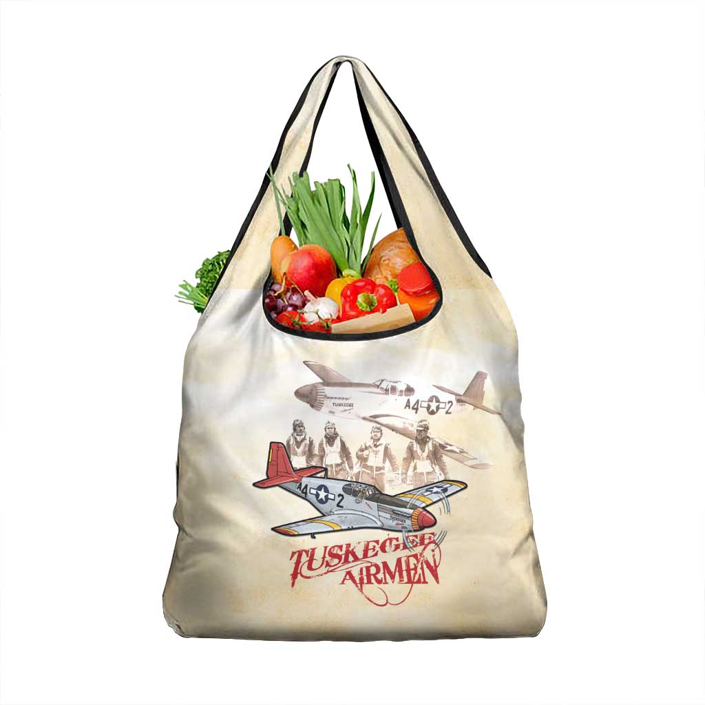 Tuskegee Red Tails Airmen Grocery Bag History Aviator Heroes Retro Style - Wonder Print Shop