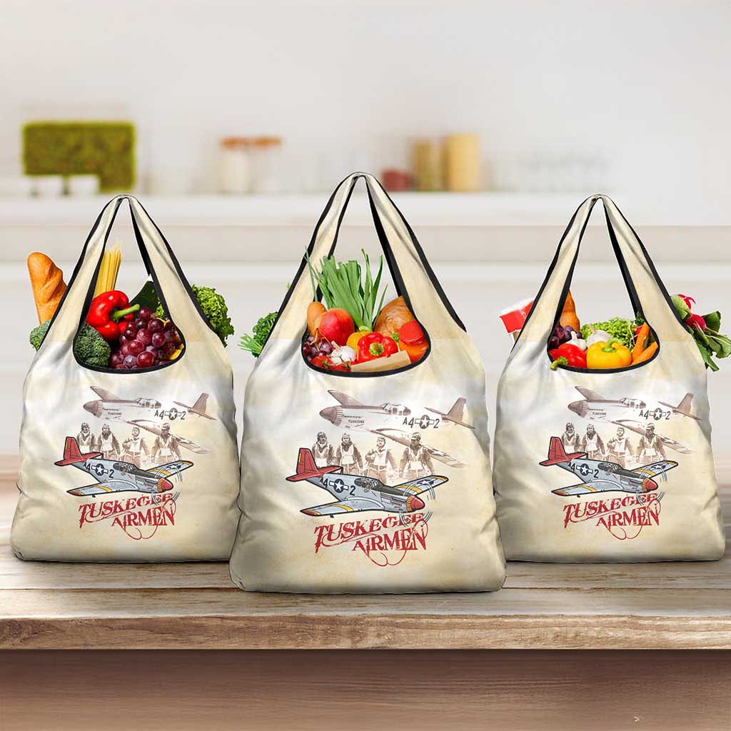 Tuskegee Red Tails Airmen Grocery Bag History Aviator Heroes Retro Style - Wonder Print Shop
