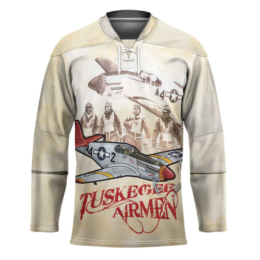 Tuskegee Red Tails Airmen Hockey Jersey History Aviator Heroes Retro Style - Wonder Print Shop