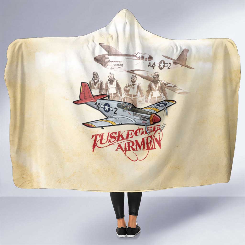 Tuskegee Red Tails Airmen Hooded Blanket History Aviator Heroes Retro Style - Wonder Print Shop