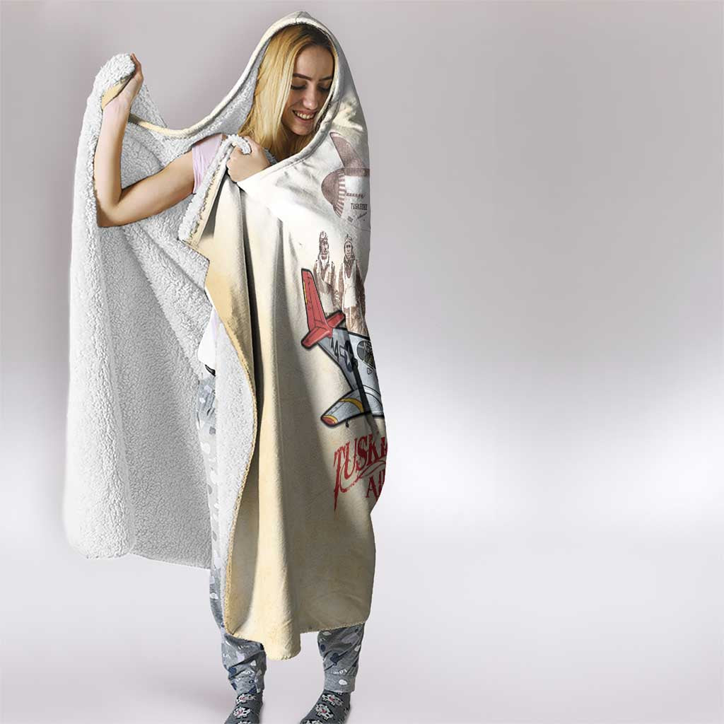 Tuskegee Red Tails Airmen Hooded Blanket History Aviator Heroes Retro Style - Wonder Print Shop