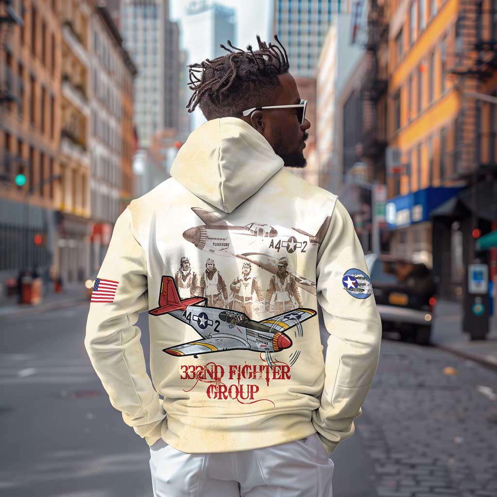 Tuskegee Red Tails Airmen Hoodie History Aviator Heroes Retro Style - Wonder Print Shop