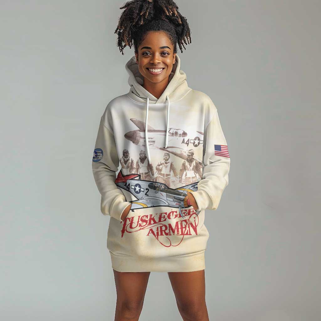 Tuskegee Red Tails Airmen Hoodie Dress History Aviator Heroes Retro Style - Wonder Print Shop