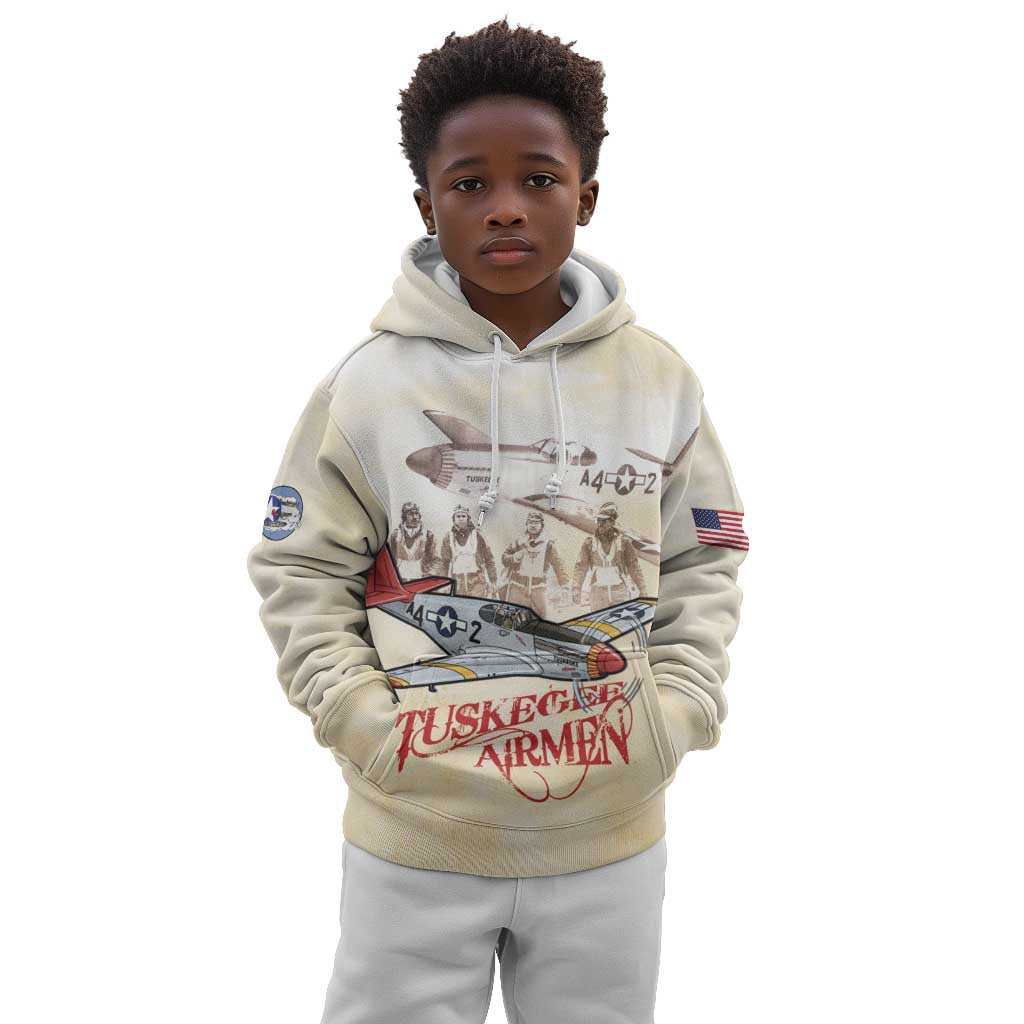 Tuskegee Red Tails Airmen Kid Hoodie History Aviator Heroes Retro Style - Wonder Print Shop
