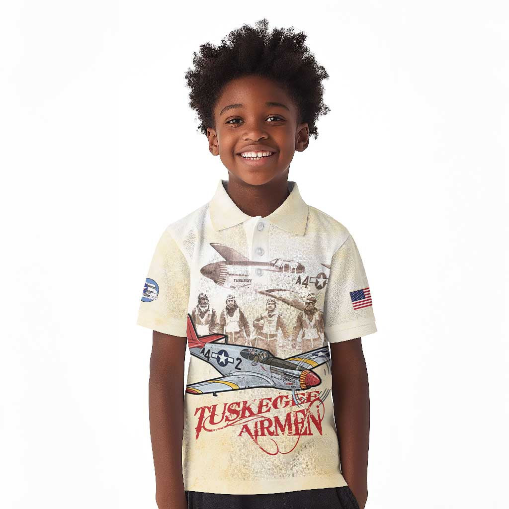 Tuskegee Red Tails Airmen Kid Polo Shirt History Aviator Heroes Retro Style - Wonder Print Shop