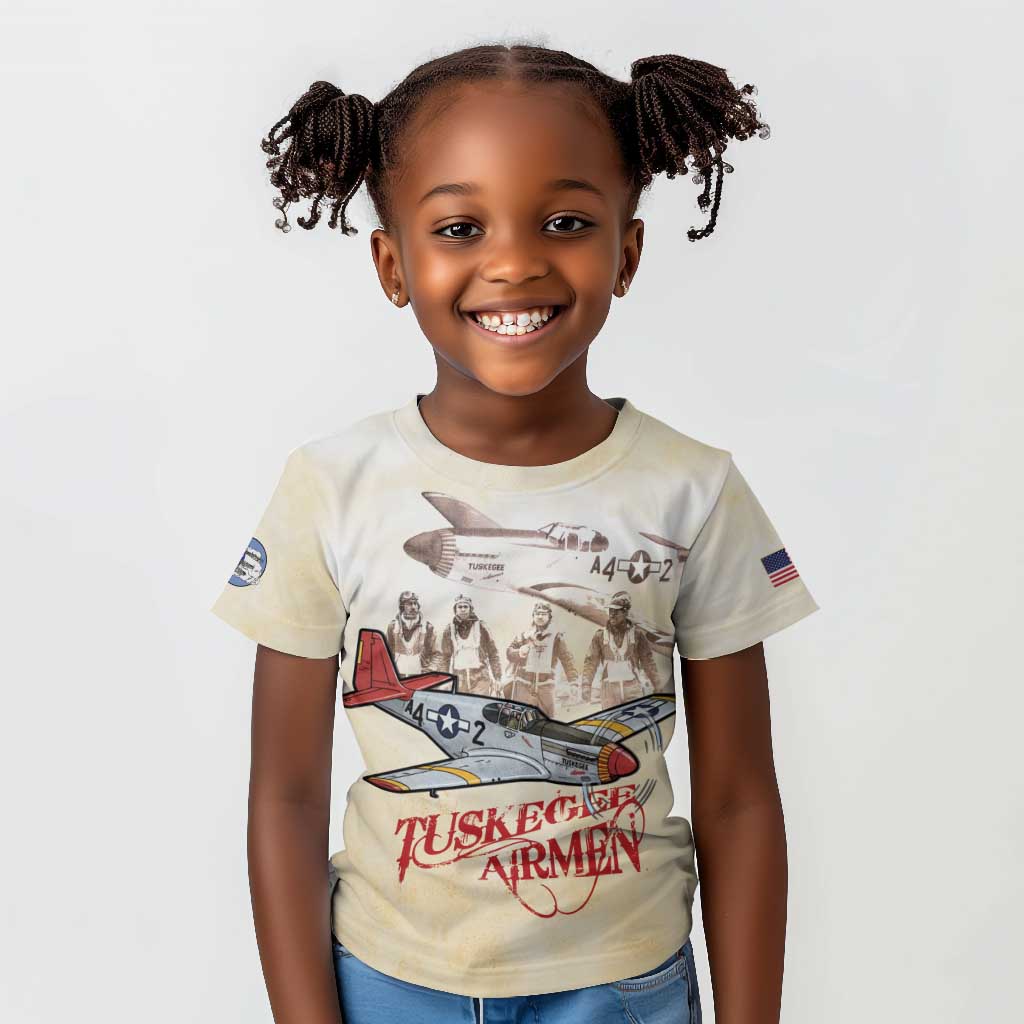 Tuskegee Red Tails Airmen Kid T Shirt History Aviator Heroes Retro Style - Wonder Print Shop