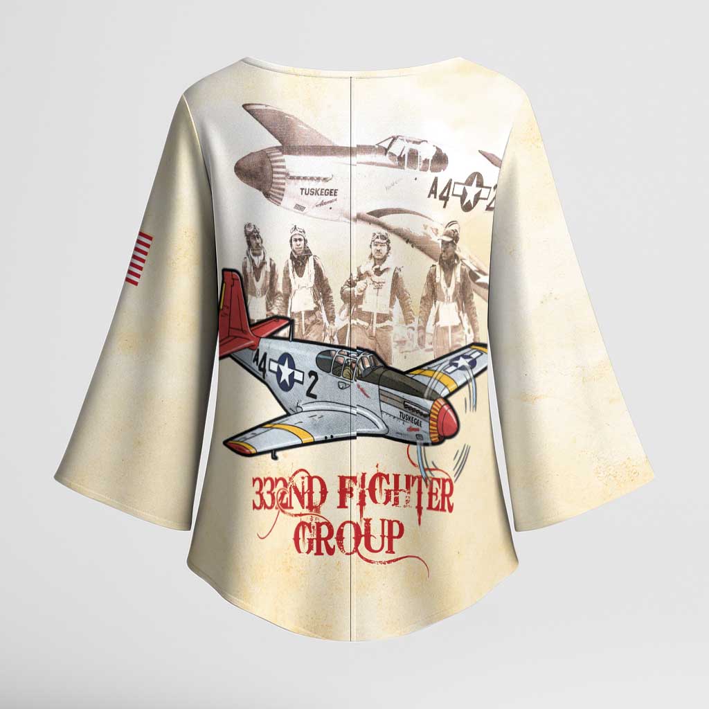 Tuskegee Red Tails Airmen Kimono Sleeve Blouse History Aviator Heroes Retro Style - Wonder Print Shop