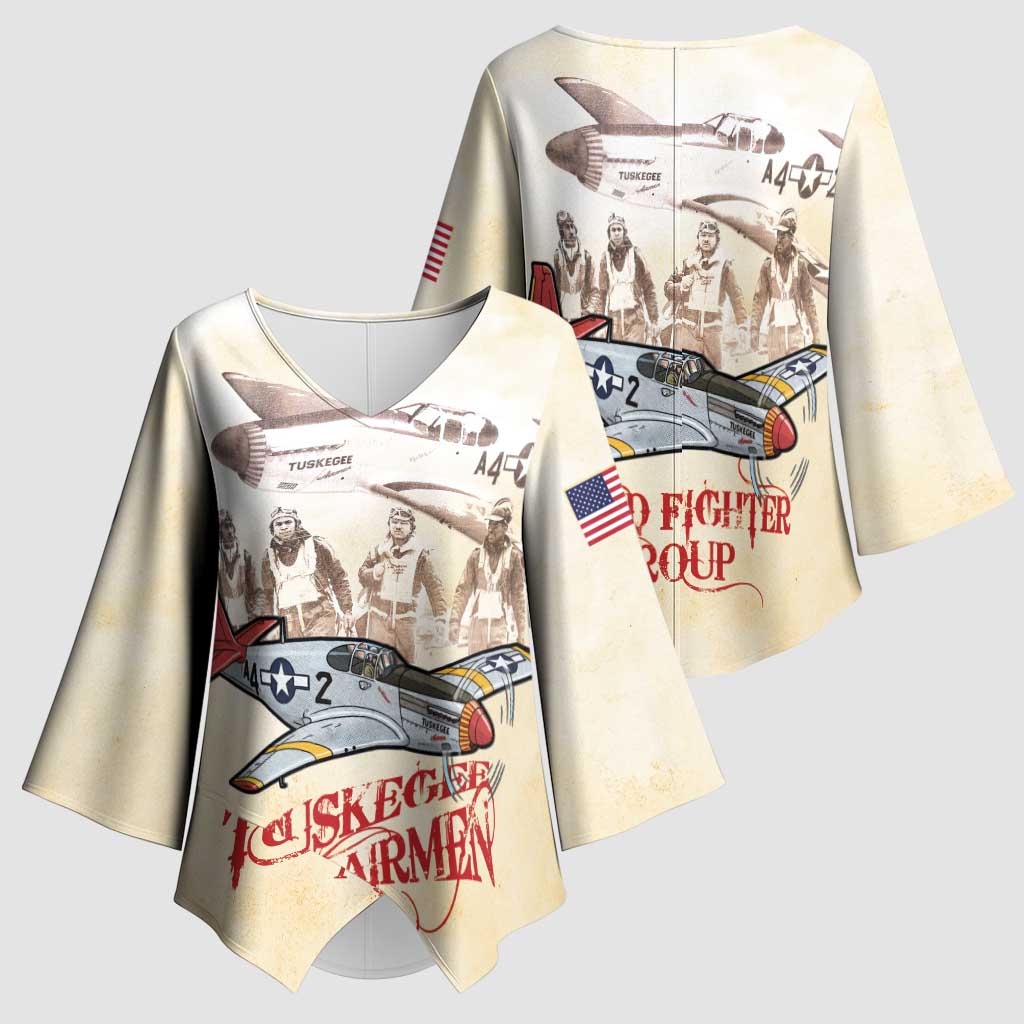 Tuskegee Red Tails Airmen Kimono Sleeve Blouse History Aviator Heroes Retro Style - Wonder Print Shop