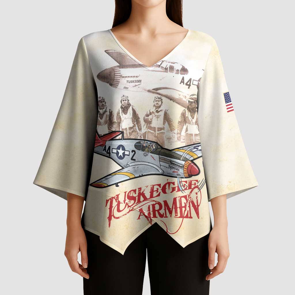 Tuskegee Red Tails Airmen Kimono Sleeve Blouse History Aviator Heroes Retro Style - Wonder Print Shop