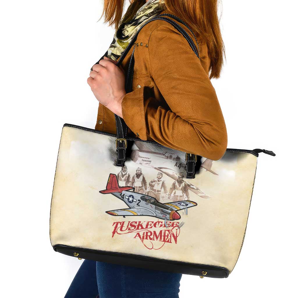 Tuskegee Red Tails Airmen Leather Tote Bag History Aviator Heroes Retro Style - Wonder Print Shop