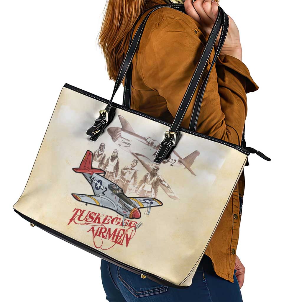 Tuskegee Red Tails Airmen Leather Tote Bag History Aviator Heroes Retro Style - Wonder Print Shop