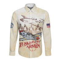Tuskegee Red Tails Airmen Long Sleeve Button Shirt History Aviator Heroes Retro Style - Wonder Print Shop