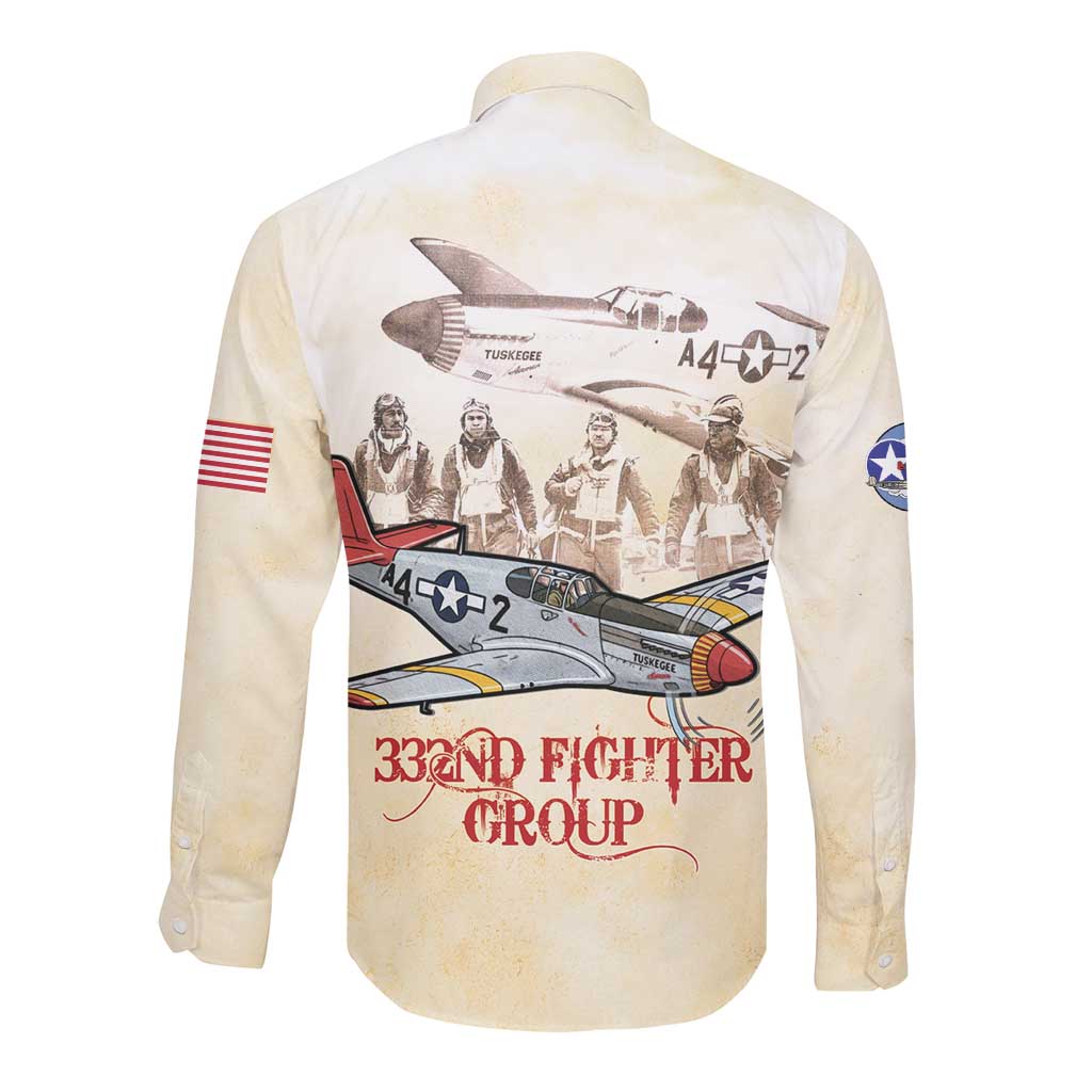 Tuskegee Red Tails Airmen Long Sleeve Button Shirt History Aviator Heroes Retro Style - Wonder Print Shop