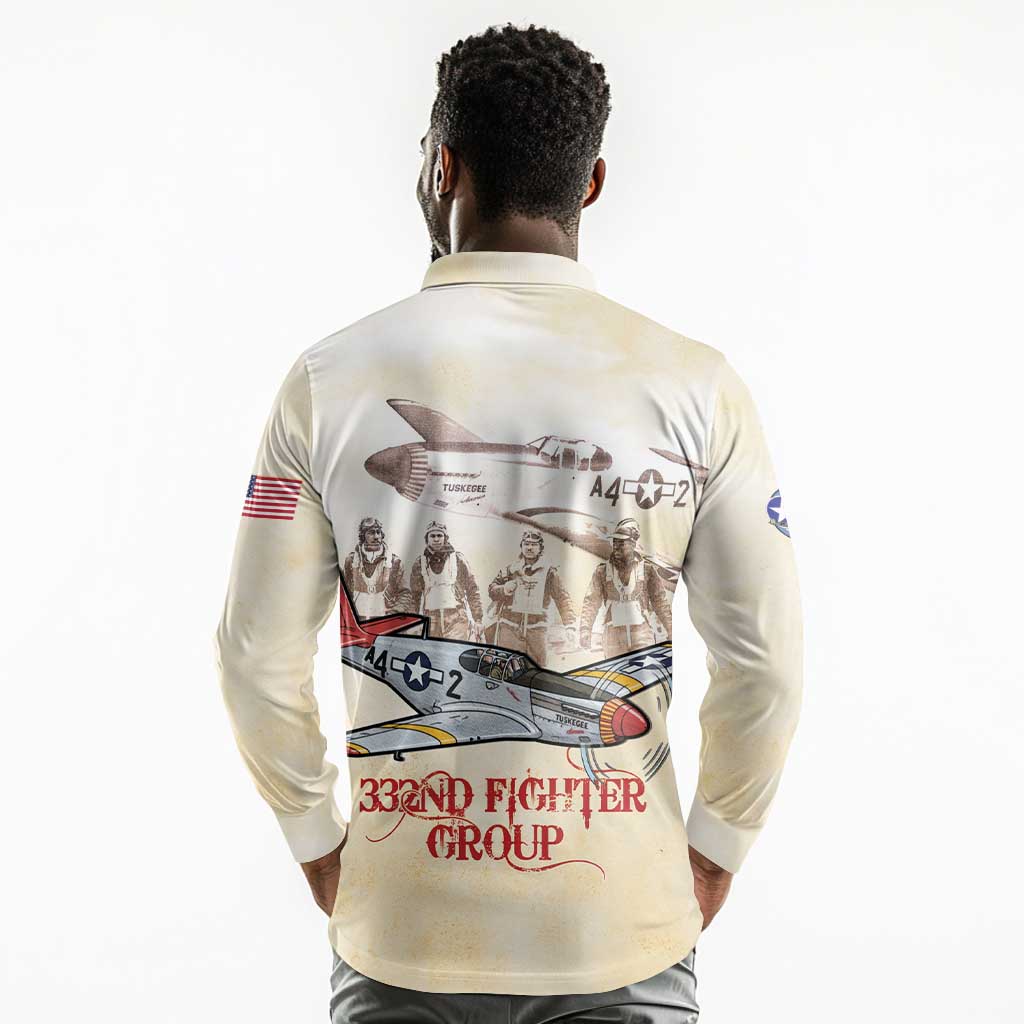 Tuskegee Red Tails Airmen Long Sleeve Polo Shirt History Aviator Heroes Retro Style - Wonder Print Shop