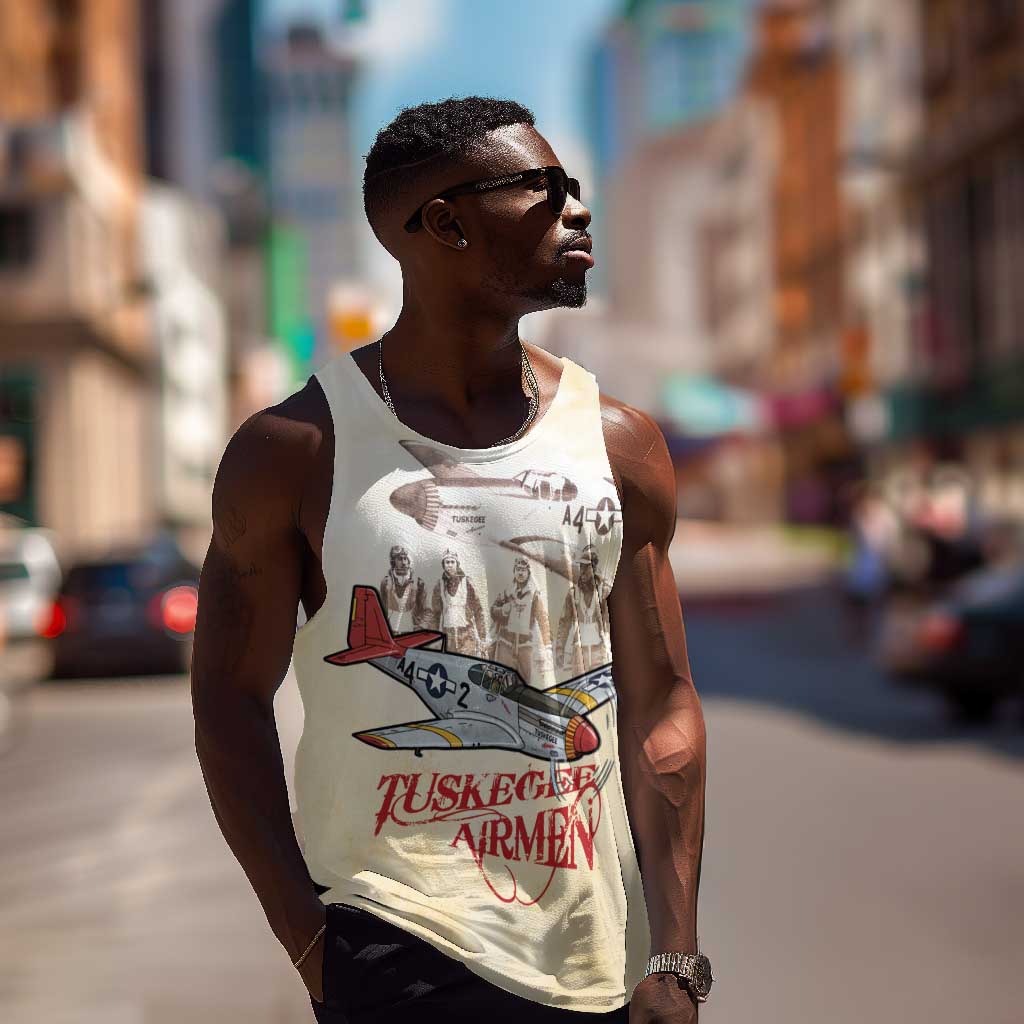 Tuskegee Red Tails Airmen Men Tank Top History Aviator Heroes Retro Style - Wonder Print Shop