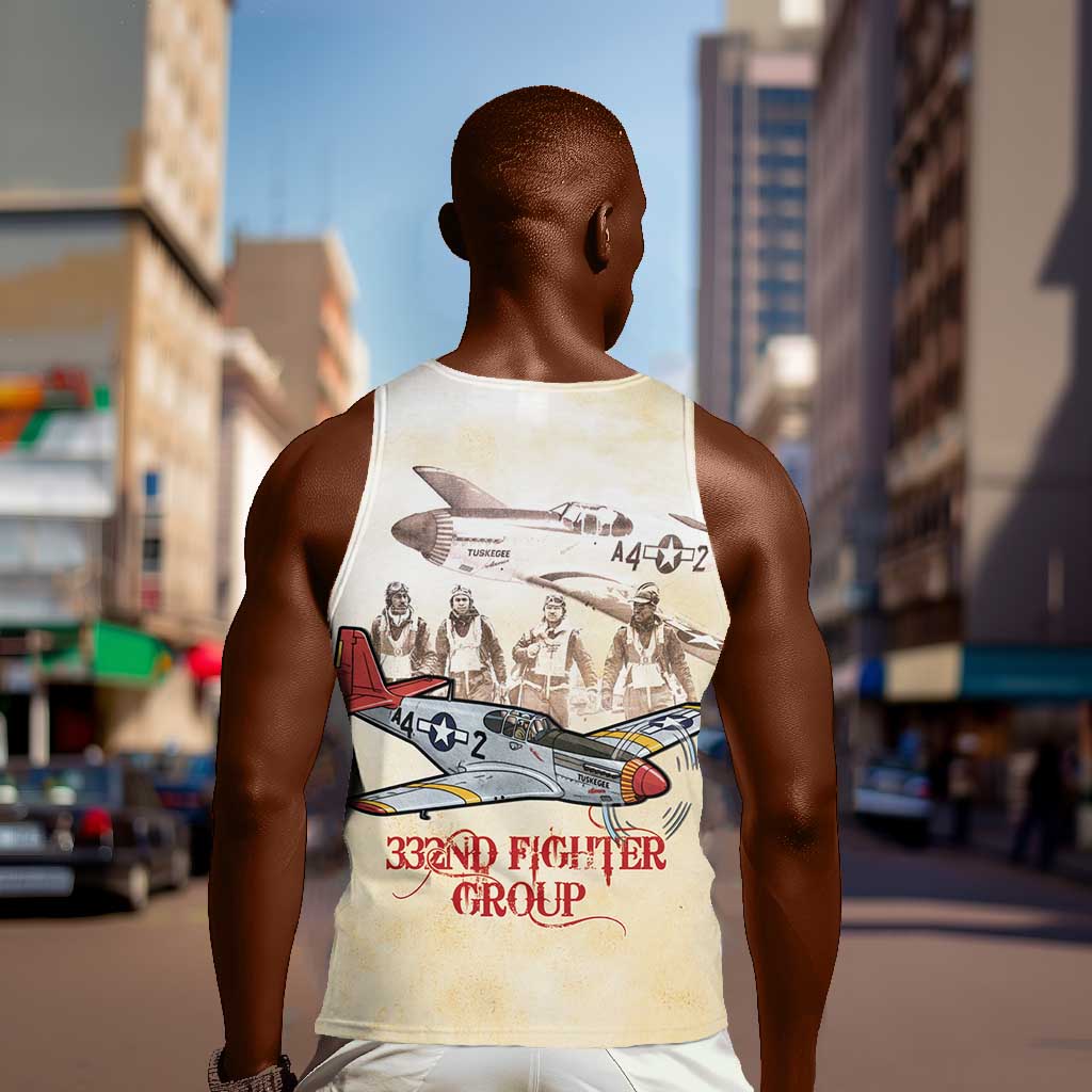 Tuskegee Red Tails Airmen Men Tank Top History Aviator Heroes Retro Style - Wonder Print Shop