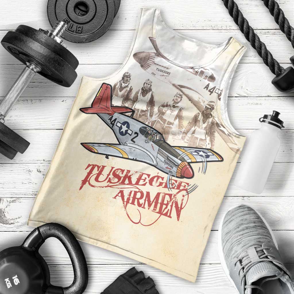 Tuskegee Red Tails Airmen Men Tank Top History Aviator Heroes Retro Style - Wonder Print Shop