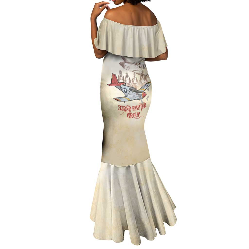Tuskegee Red Tails Airmen Mermaid Dress History Aviator Heroes Retro Style - Wonder Print Shop