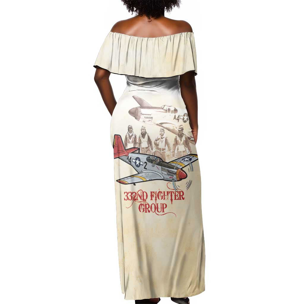 Tuskegee Red Tails Airmen Off Shoulder Maxi Dress History Aviator Heroes Retro Style - Wonder Print Shop