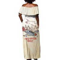 Tuskegee Red Tails Airmen Off Shoulder Maxi Dress History Aviator Heroes Retro Style - Wonder Print Shop
