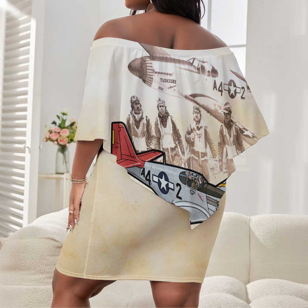 Tuskegee Red Tails Airmen Off Shoulder Short Dress History Aviator Heroes Retro Style - Wonder Print Shop