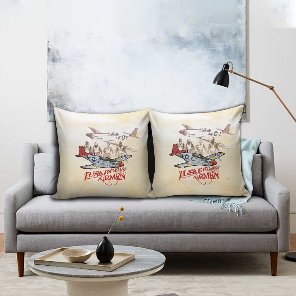 Tuskegee Red Tails Airmen Pillow Cover History Aviator Heroes Retro Style - Wonder Print Shop