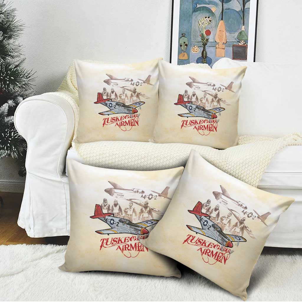 Tuskegee Red Tails Airmen Pillow Cover History Aviator Heroes Retro Style - Wonder Print Shop