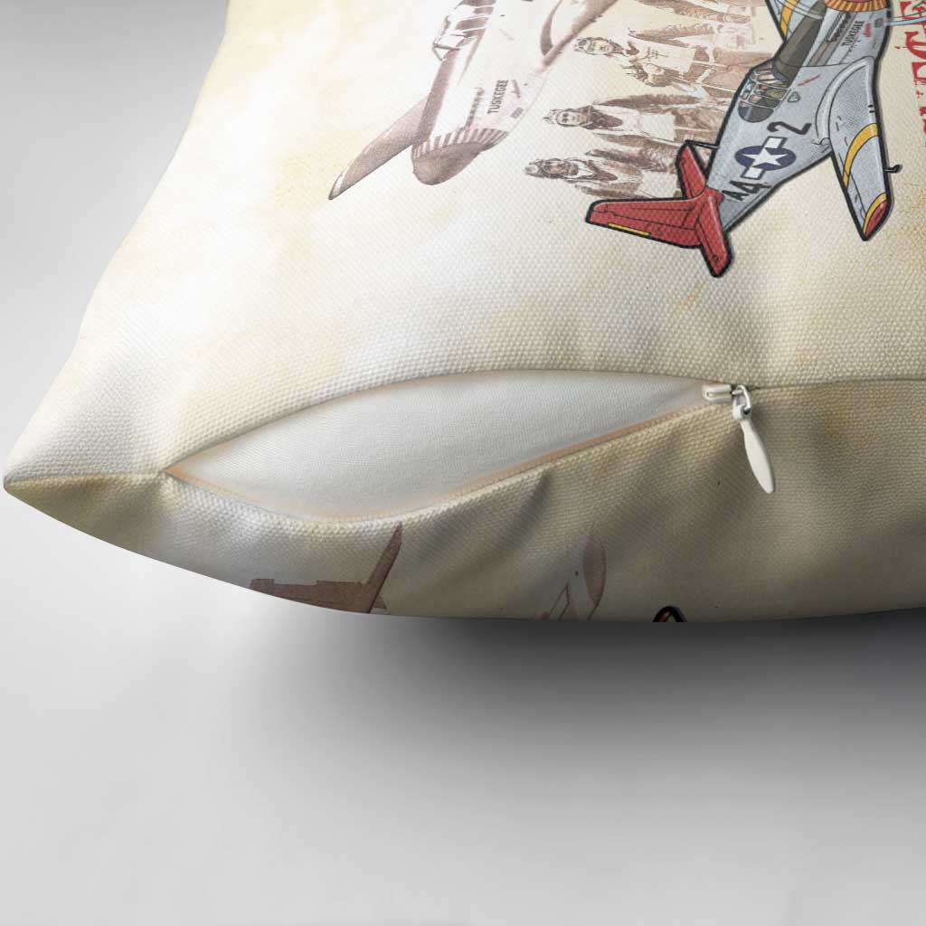 Tuskegee Red Tails Airmen Pillow Cover History Aviator Heroes Retro Style - Wonder Print Shop
