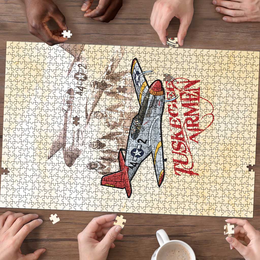 Tuskegee Red Tails Airmen Puzzle History Aviator Heroes Retro Style - Wonder Print Shop