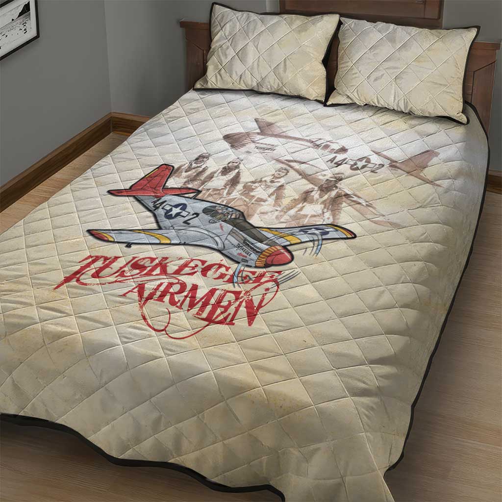 Tuskegee Red Tails Airmen Quilt Bed Set History Aviator Heroes Retro Style - Wonder Print Shop